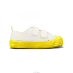 s.m.kid velcro 10 blanc/823 jaune HNJ8BP283 Novesta chaussures végétaliennes